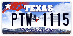 PTW1115 license plate in Texas