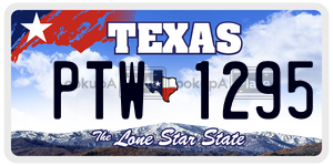 PTW1295 license plate in Texas