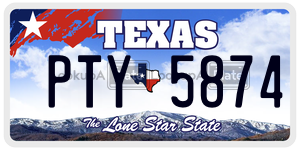 PTY5874  license plate in TX