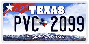 PVC2099 license plate in Texas