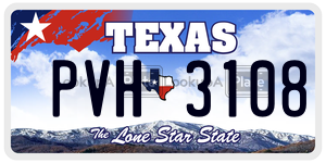 PVH3108 license plate in Texas