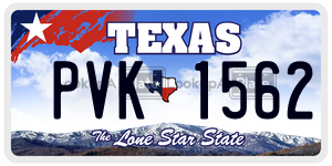 PVK1562 license plate in Texas
