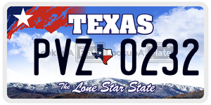 PVZ0232 license plate in Texas