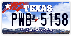 PWB5158 license plate in Texas