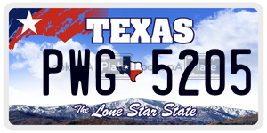 PWG5205 license plate in Texas