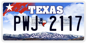 PWJ2117 license plate in Texas