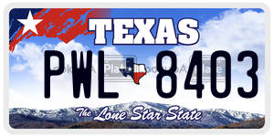 PWL8403 license plate in Texas