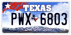PWX6803 license plate in Texas