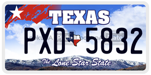 PXD5832 license plate in Texas