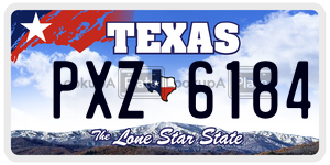 PXZ6184 license plate in Texas
