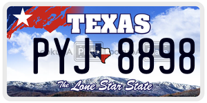 PYJ8898 license plate in Texas