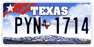PYN1714 license plate in Texas
