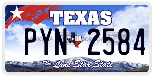 PYN2584 license plate in Texas