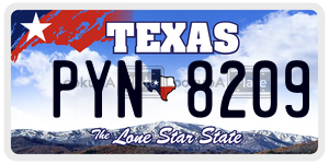 PYN8209 license plate in Texas