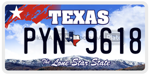 PYN9618 license plate in Texas
