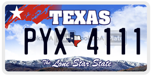 PYX4111 license plate in Texas