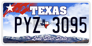 PYZ3095 license plate in Texas