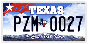 PZM0027 license plate in Texas