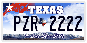 PZR2222 license plate in Texas