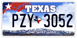 PZY3052 license plate in Texas