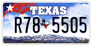 R785505 license plate in Texas