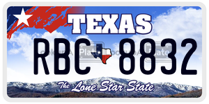 RBC8832 license plate in Texas