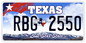 RBG2550 license plate in Texas