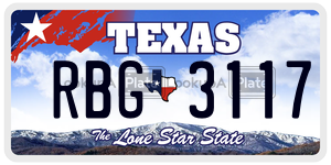 RBG3117 license plate in Texas