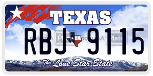 RBJ9115 license plate in Texas