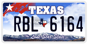 RBL6164 license plate in Texas