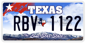 RBV1122 license plate in Texas