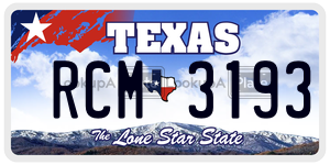 RCM3193 license plate in Texas