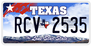 RCV2535 license plate in Texas