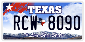 RCW8090 license plate in Texas