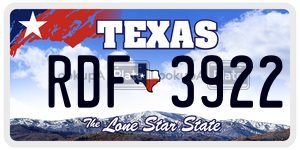 RDF3922 license plate in Texas