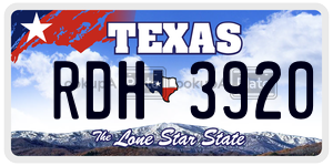 RDH3920 license plate in Texas