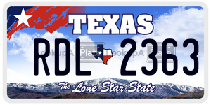 RDL2363 license plate in Texas