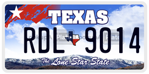 RDL9014 license plate in Texas