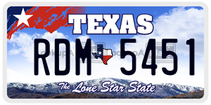 RDM5451 license plate in Texas