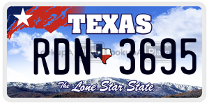 RDN3695  license plate in TX