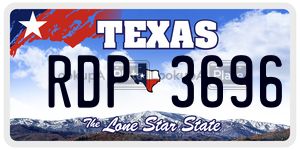 RDP3696 license plate in Texas