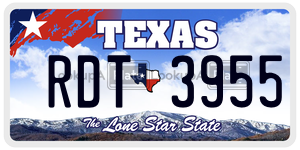 RDT3955 license plate in Texas