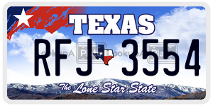 RFJ3554 license plate in Texas