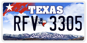 RFV3305 license plate in Texas