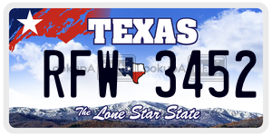 RFW3452 license plate in Texas