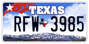 RFW3985  license plate in TX