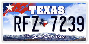 RFZ7239 license plate in Texas
