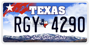 RGY4290  license plate in TX