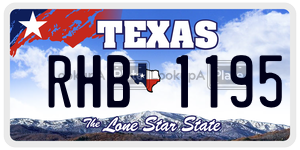 RHB1195  license plate in TX