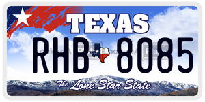 RHB8085 license plate in Texas